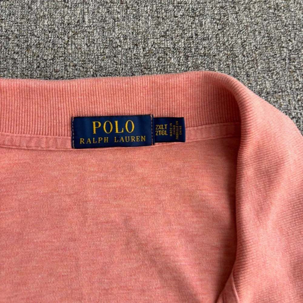 Polo Ralph Lauren Polo Shirt Mens 2XLT Classic Fit Peach Pink Heathered Short Sl